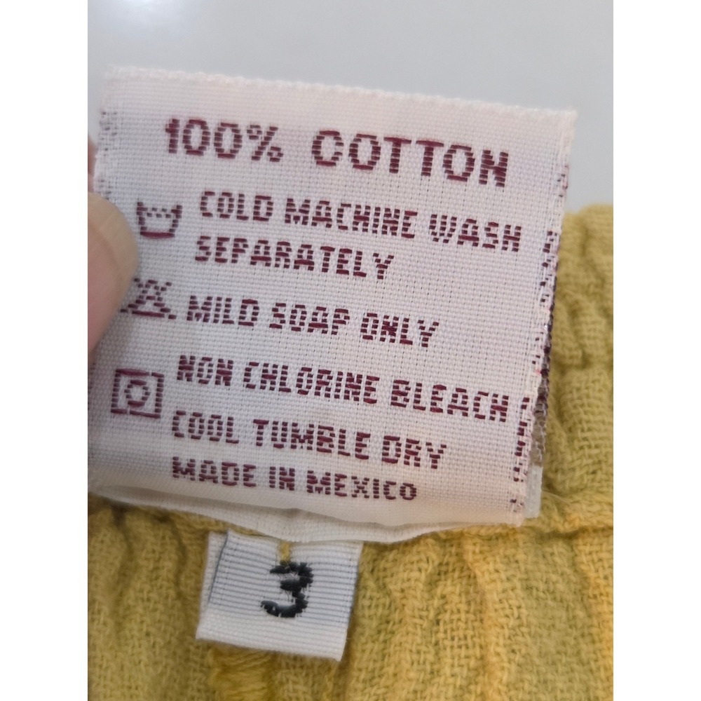 Oh My Gauze! Tapered Pants Size 3 Yellow Cotton Elastic Waist Lagenlook Boho - Picture 10 of 10